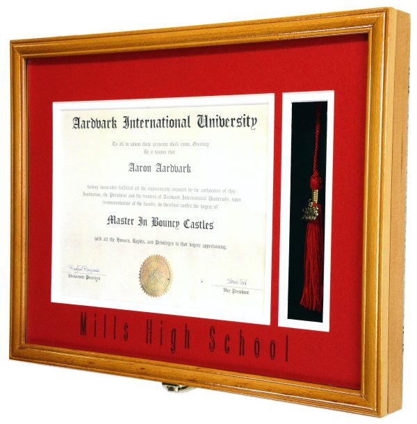 Diploma and Graduation Tassel Display Case Cabinet (w  Custom Matting Colors) Online Sale - Image 4