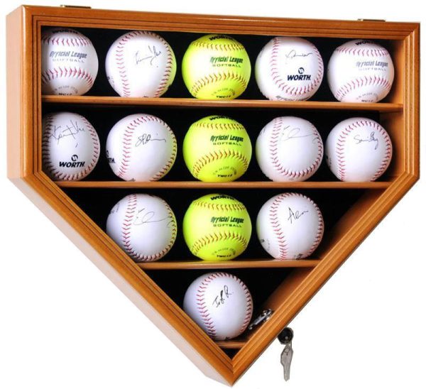 14 Softball Ball Display Case Cabinet - Home Plate Shaped Online - Image 4